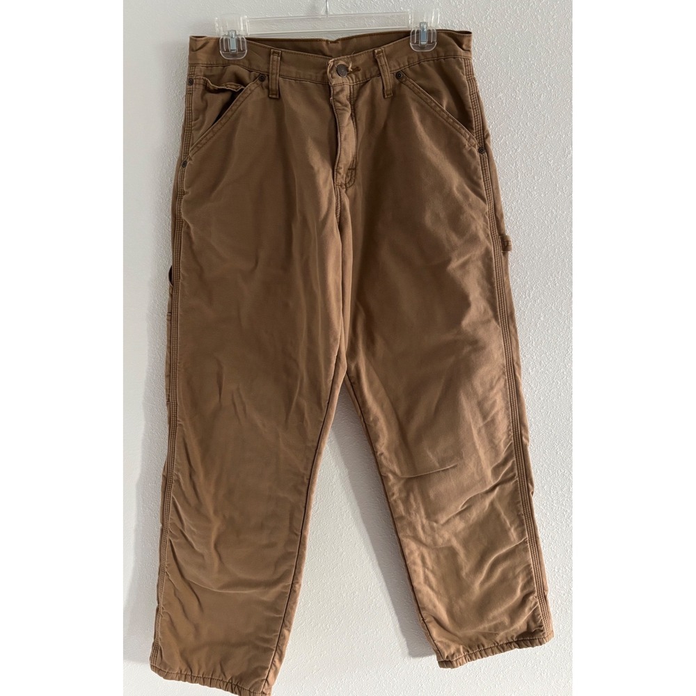 Wrangler Fleece Lined Pants Mens 30x30 Tan Cargo Winter Hunt Outdoor Chore‎
